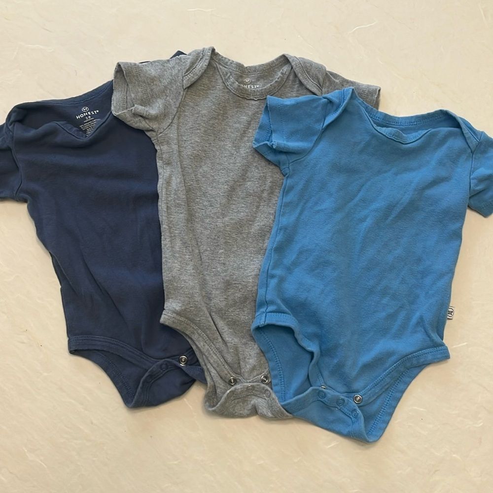 3 Pack of Honest Baby Onesies (Size 3-6 Months)